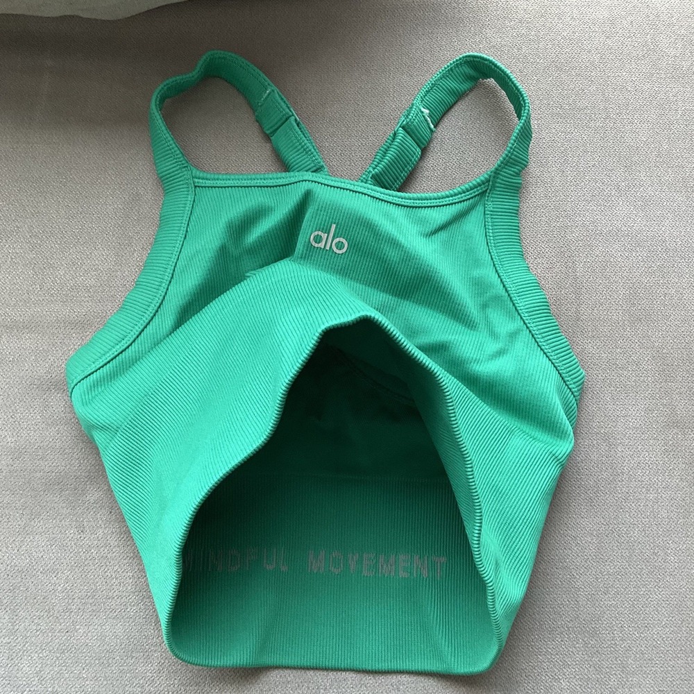Alo Yoga Seamless Ribbed Favorite Bra Tank Spruce Green XXS - Picture 8 of 9
